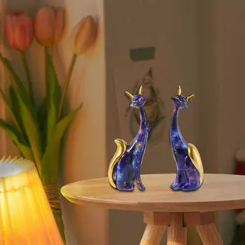 2 Статуэтки кошек, Фигурки из смолы, Украшения для стола и полки Style A