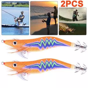 2 Stck Tintenfisch Jig Haken Holz Garnelen Tintenfisch Kder Angelkder zum Ang