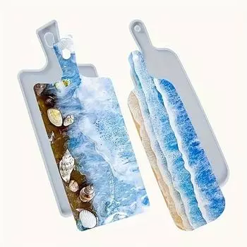 2 стиля смоляные формы для подносов, сервировочные формы для подносов с ручками, большие смоляные эпоксидно-силиконовые литые формы для досок для сервировки еды, изготовление тарелок, широких и узких 2pcs