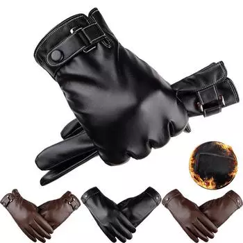 2 стиля, водоотталкивающие зимние перчатки из искусственной кожи, теплые ветрозащитные перчатки, водонепроницаемые перчатки, перчатки для сенсорного экрана, спортивные перчатки Type-A коричневый