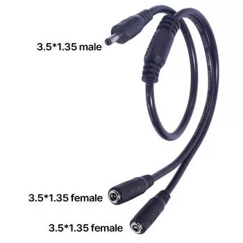 2-сторонний кабель адаптера питания 3,5x1,35 мм, 1 штекер на 2 гнезда, разъем-разветвитель, удлинитель для светодиодных полосок видеонаблюдения CCTV