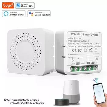 2-сторонний релейный модуль Wi-Fi, 16 А, беспроводное устройство включения/выключения, двойной переключатель освещения, пульт дистанционного управления 1Pcs белый