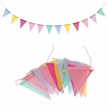 2 струны/24 флага, красочные джутовые льняные флаги, вымпел, баннеры на день рождения, настенный подвесной свадебный баннер, вечерние гирлянды для домашнего декора 2 strings/24Flags разноцветный