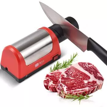 2-ступенчатая электрическая точилка для кухонных ножей, керамические ножи с зернистостью 600/1000, заточка EU plug красный/чёрный
