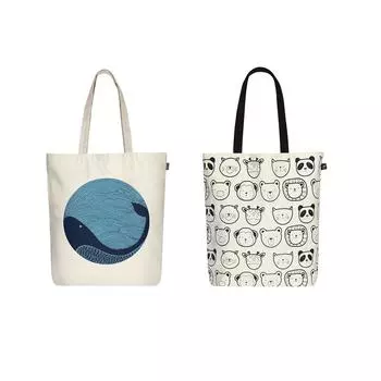 2 сумки из холщовой ткани для женщин на молнии, студенческая сумка для девочек, большая сумка из 100% органического хлопка для путешествий и повседневного использования 15 x 11 x 3 in