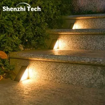 2 светодиодных солнечных ступенчатых светильника, водонепроницаемые уличные светильники для лестниц, солнечные светильники для террас, уличные солнечные ландшафтные светильники 2Pcs
