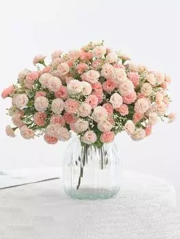 2 связки букета искусственных гвоздик, искусственные цветы, букет невесты, искусственные гвоздики для свадьбы, гостиной, вечеринки, украшения дома оранжевый