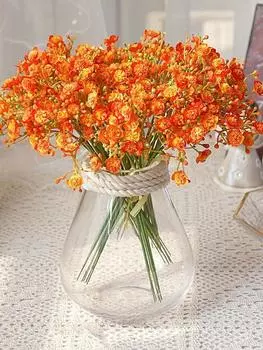 2 связки искусственных цветов Babys Breath, маленькие искусственные цветы гипсофилы для домашнего офиса, внутреннего и наружного оформления свадьбы красный