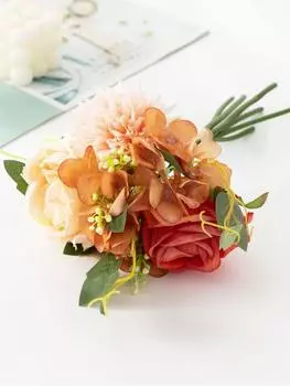 2 Связки Искусственных Цветов Поддельные Розы Пион Шелковый Букет Гортензий Декор Свадебный Букет Реалистичные Цветочные Композиции Украшение Свадебного Стола синий