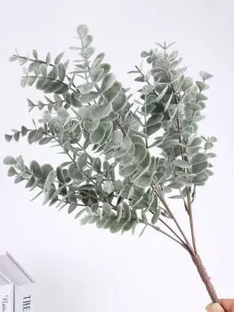 2 связки искусственных листьев эвкалипта, винтажные шелковые листья эвкалипта, искусственные растения для домашнего декора свадебного стола 5 forks зелёный