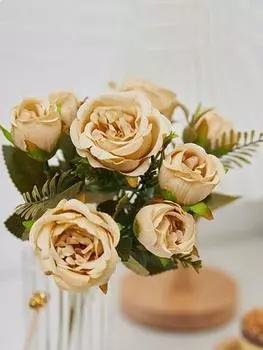 2 связки искусственных пионов, букет искусственных цветов, винтажные шелковые пионы, искусственные цветы для свадебного стола, украшения для комнаты, букет своими руками зелёный