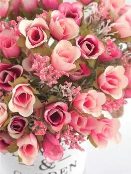 2 связки шелковых бутонов роз, бутоны роз, искусственный букет цветов для свадьбы, украшение для дома, держатель для цветов розовый