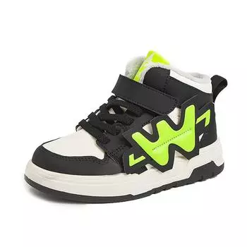 Зимние повседневные ботинки для мальчиков и девочек от 2 до 12 лет, водонепроницаемые, сохраняющие тепло, высокие хлопковые кроссовки для детей и студентов 26 чёрный