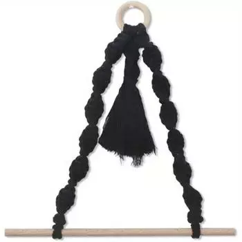 2 toilet paper holders Wall-mounted toilet paper holder holder Bohemian bathroom decorative wood rope Towel tissue storage rack for bathroom чёрный