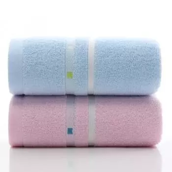 2 towels, pure cotton face towels, suitable for adults to shower, cute female students to absorb water and not easily shed hair Pink + Blue