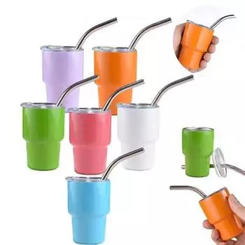 2 унции Двойные стенки из нержавеющей стали Мини-стакан SGlass Термос Бутылка с крышкой и соломинкой Домашний бар Двухслойная изоляция 2OZ