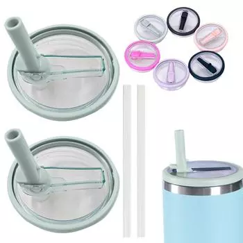 2-упаковка 40 унций крышки-соломинки для стаканов, крышка с откидной крышкой для стаканов, крышка для стаканов с защитой от проливания, многоразовые крышки для стаканов One Size чёрный