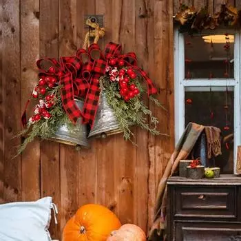 2-упаковка рождественских украшений для дверного звонка с красными фруктовыми галстуками, колокольчиками и дверным звонком One Size красный