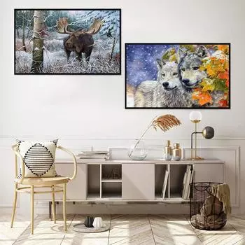 2 упаковки 5D набор для алмазной живописи «Олень и волк», наборы для рисования алмазными стразами «сделай сам» для взрослых и начинающих, алмазное искусство, ремесло, украшение для дома, подарок Round 30x40cm