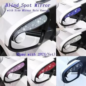 2 упаковки автомобильного зеркала для слепых зон с боковым зеркалом от дождя, блестящие внешние аксессуары со стразами, универсальные, подходят для автомобилей, внедорожников и грузовиков