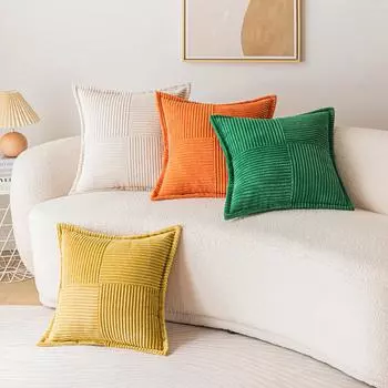 2 упаковки чехлов для подушек Rust Boho 18x18 дюймов для дивана-кровати, декор для дома в фермерском стиле, мягкий чехол для подушки Corss Corduroy Patchwork Terracotta 18x18 Inch-2pcs розовый