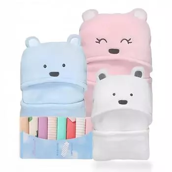 2 упаковки детских полотенец с капюшоном и 8 шт. мягких детских полотенец для лица, мягкий хлопковый детский халат, милый мультяшный медведь, одеяло с кондиционером