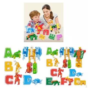2 упаковки динозавров с буквенным блоком, робот-броня, командная игрушка