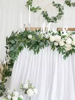 2 упаковки искусственных эвкалиптовых гирлянд, искусственные эвкалиптовые лозы с ивовыми лозами для украшения стола, дорожки для свадебной арки, домашнего декора зелёный