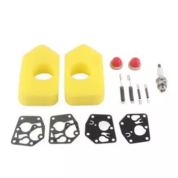 2 упаковки комплекта для ремонта газонокосилки, воздушный фильтр, мембрана, груша, пружина, свеча зажигания для двигателя Classic Sprint 3,5–4,5 л. с. Q45 35 375 40