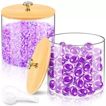 2 упаковки контейнеров для моющего средства для прачечной, ящик для хранения и организации пространства в прачечной, пластиковые банки для хранения с бамбуковыми крышками