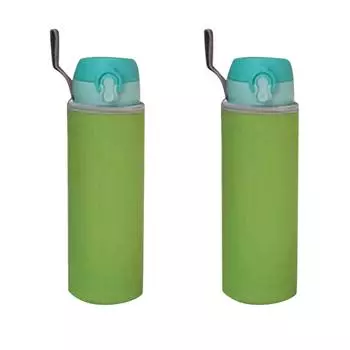 2 упаковки крышки для бутылки с водой, неопреновый изолятор емкостью 550 мл, охладитель, крышка для бутылки с водой, держатель для бутылки с водой One Size зелёный