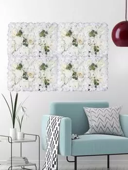 2 упаковки настенных панелей из искусственных цветов, настенный коврик 60X40 см, белые шелковые панели с цветком розы, цветочный фон, стена для цветочной вечеринки, свадебные цветы, декор стен белый