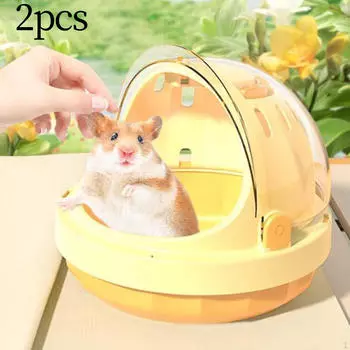 2 упаковки переносного футляра для хомяка, клетка для бега домашних животных с бутылкой воды, большая сумка для переноски мелких животных зелёный