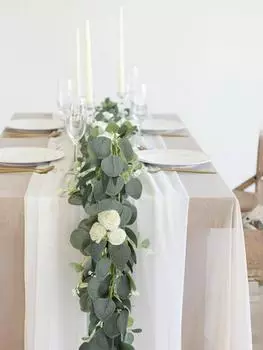 2 упаковки поддельных эвкалиптовых лоз, искусственная эвкалиптовая гирлянда с ивовыми лозами для центральных элементов, дорожка для стола, свадебная арка, домашний декор зелёный