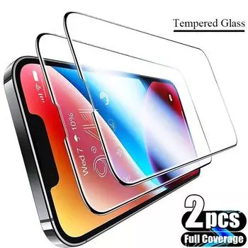 2 упаковки полноэкранной защиты для iPhone 11 12 13 14 15 Pro Max X XR XS Max 7 8 Plus iPhone SE 3/2 (2022/2020) Защитная пленка из закаленного стекла For iPhone 15 Plus