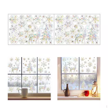 2 упаковки рождественских наклеек на окна для кухни, кафе, года, фермы, детей Snowflake