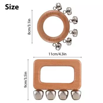 2 упаковки ручных колокольчиков, деревянный шейкер, колокольчики, музыкальные колокольчики для ударных инструментов на Рождество 2 Pack