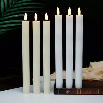 2 упаковки светодиодных беспламенных конических свечей, подсвечник с батарейным питанием, длинные свечи, новые 2 pcs белый