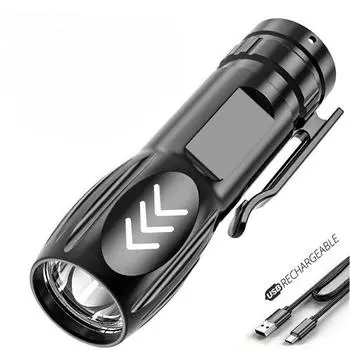 2 упаковки светодиодных фонариков с зарядкой через USB, суперярких, высокой мощности, с дистанционным управлением, мини-портативный, мощный фонарик 2pcs-plastic чёрный