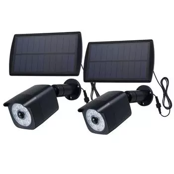 2 упаковки уличных датчиков движения, солнечные фонари, имитация охранного освещения, светодиодный прожектор 2 Packs чёрный