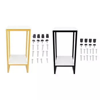 2-уровневая подставка для цветов 60 см, прочная железная рама, многофункциональная полка для цветочного горшка, простая сборка для балкона Black Frame White Tray