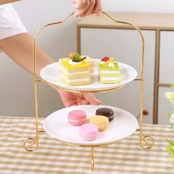 2-уровневая стойка для десертных кондитерских тарелок, тарелка для демонстрации печенья, реквизит для сцены, классический декор, легкий доступ
