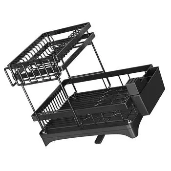 2-уровневая сушилка для посуды с сушилкой, стеллаж для хранения столовых приборов, большая вместимость, многофункциональный домашний кухонный органайзер Accesso Ries