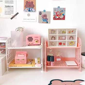 2-уровневые полки для косметики, ювелирных изделий, настольная стойка для хранения, пластик