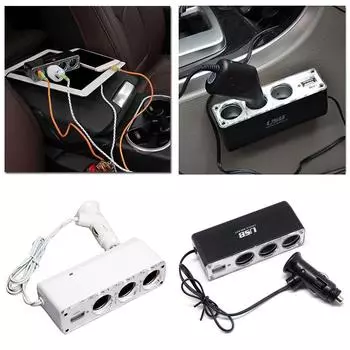 2 В/24 В 3-канальный многоразъемный автомобильный прикуриватель разветвитель порт адаптер автомобильное зарядное устройство с аксессуаром Q5F3 black-One-size