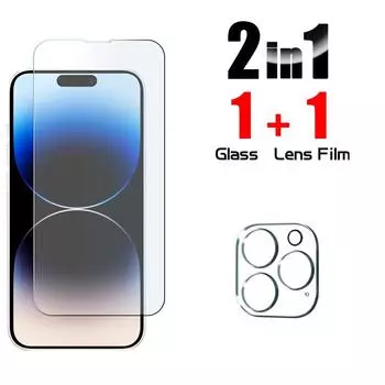 2 в 1 [1 стекло для объектива + 1 стекло для экрана] камера полностью стеклянная защитная пленка из закаленного стекла с полным покрытием для Apple iphone 11 12 13 14 Pro Max mini Plus 14Pro iphone 14 Pro Max белый