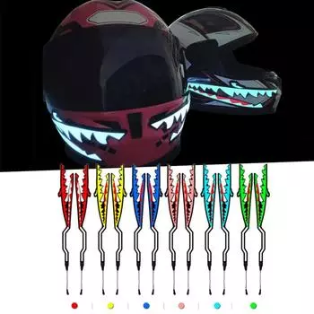 2 в 1 2 шт. светодиодная полоса для мотоциклетного шлема в стиле акулы, светящаяся ночью модифицированная наклейка фиолетовый