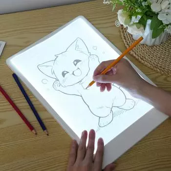 2-в-1 A4 светодиодная доска для копирования с регулируемой яркостью и ЖК-доска для письма Магнитная доска для рисования для эскизной анимации белый/чёрный