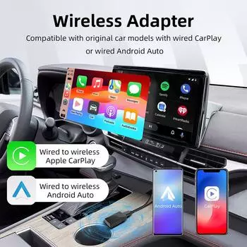 2 в 1 AI Box Mini адаптер проводной для беспроводной Carplay и Android Auto совместимый с 99% автомобилей Plug and Play WiFi Smart Dongle