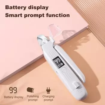 2-в-1 аккумуляторная машинка для стрижки когтей домашних животных, шлифовальная машинка для кошачьих когтей со светодиодной подсветкой для собак, кошек, тихий и острый триммер для когтей собак белый